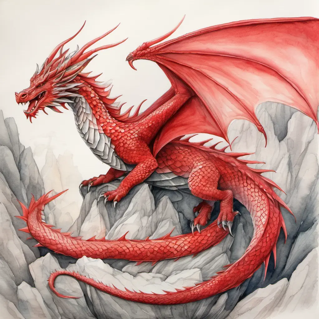 The dragon grows bigger and stronger, turning into a magnificent creature with red scales and powerful wings.