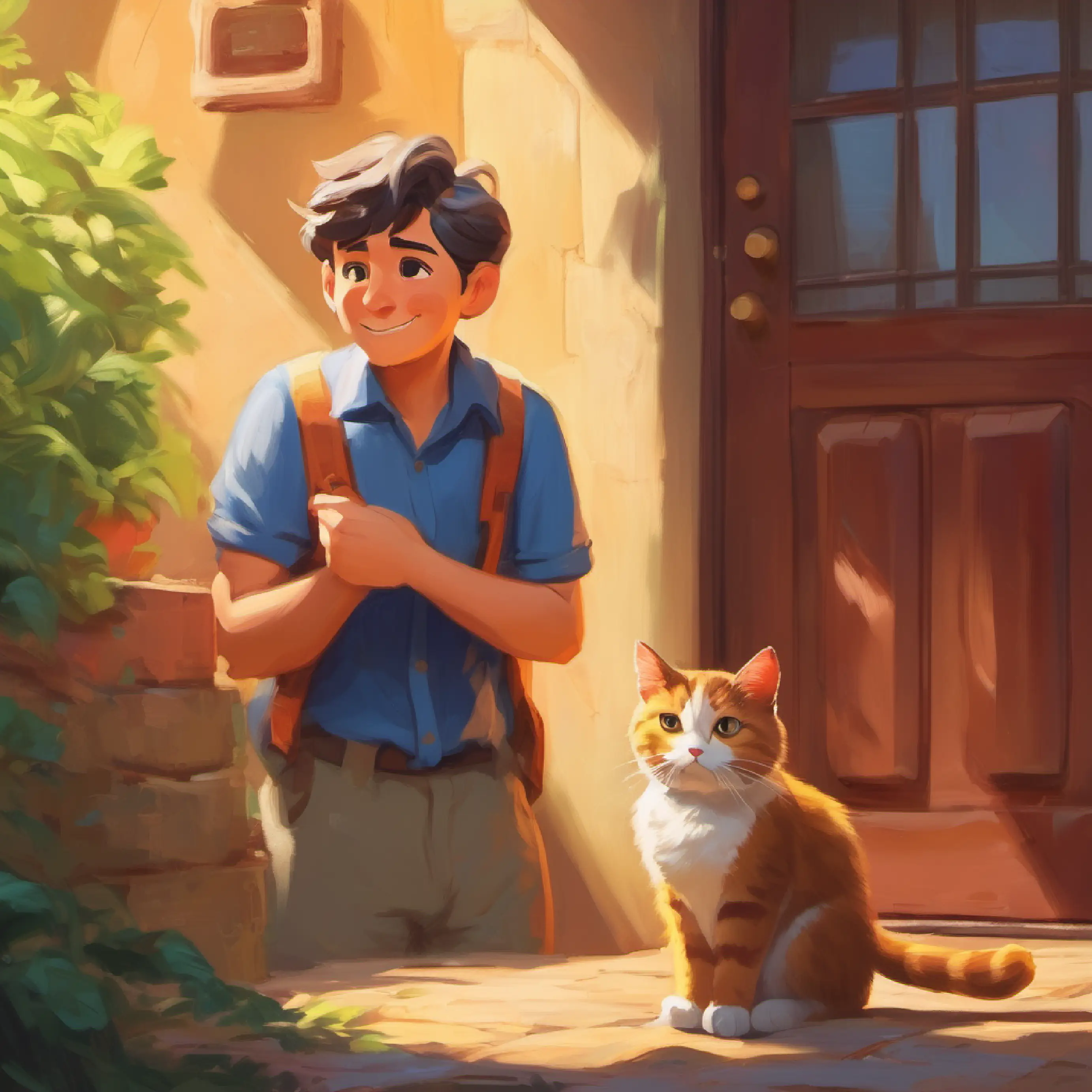 Jimmy responds to the problem, ready to help the cat.
