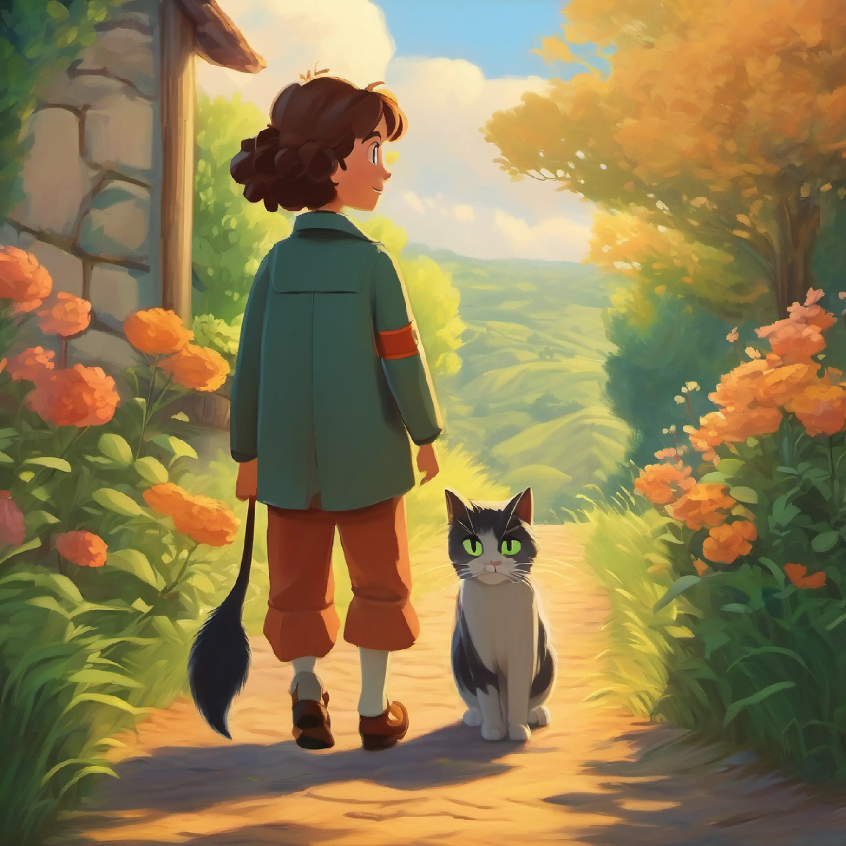 Rescue successful, Jimmy returns the cat to Mrs. Bloom.