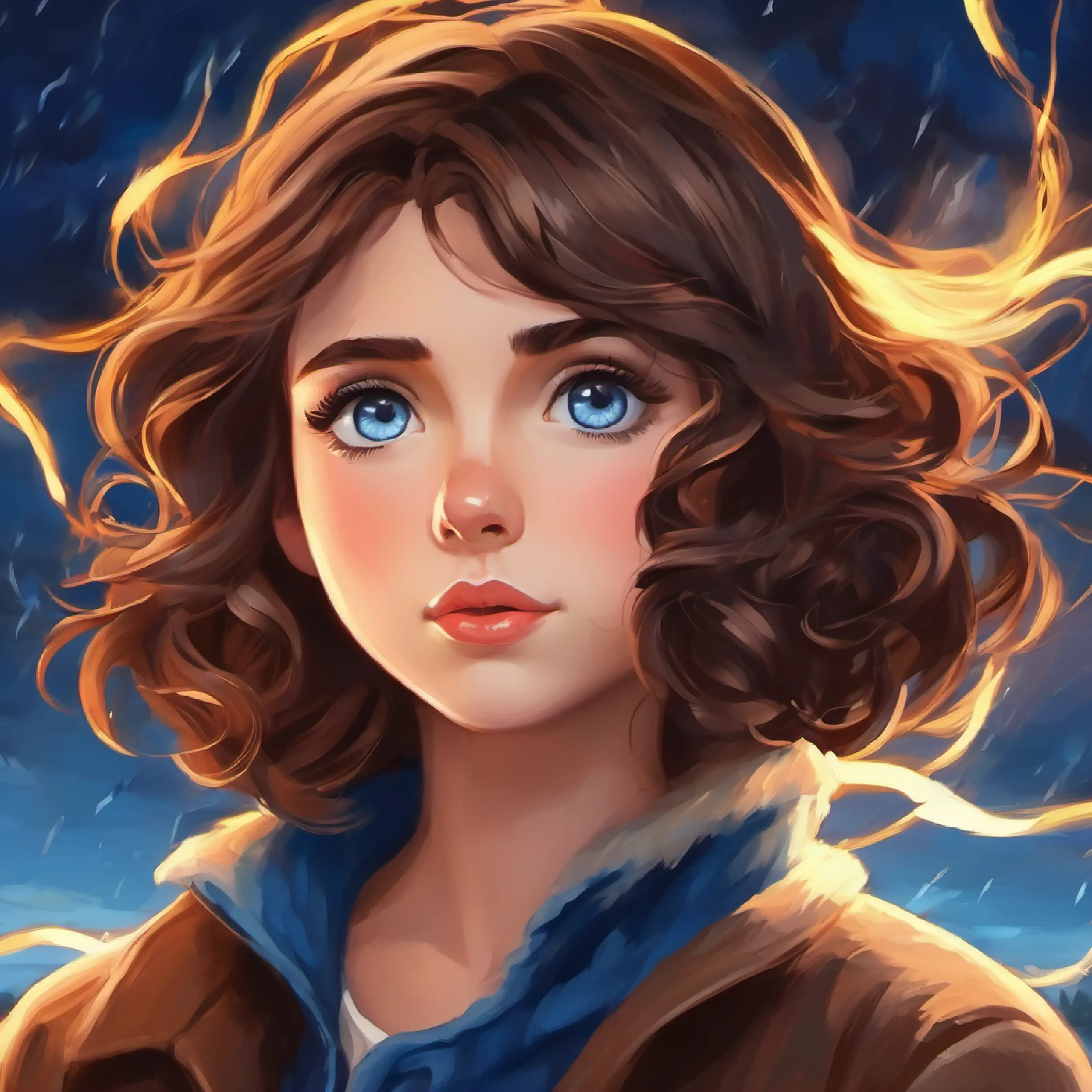 Brown hair, inquisitive blue eyes, often lost in thought feels bond with wind, lightning strikes near.