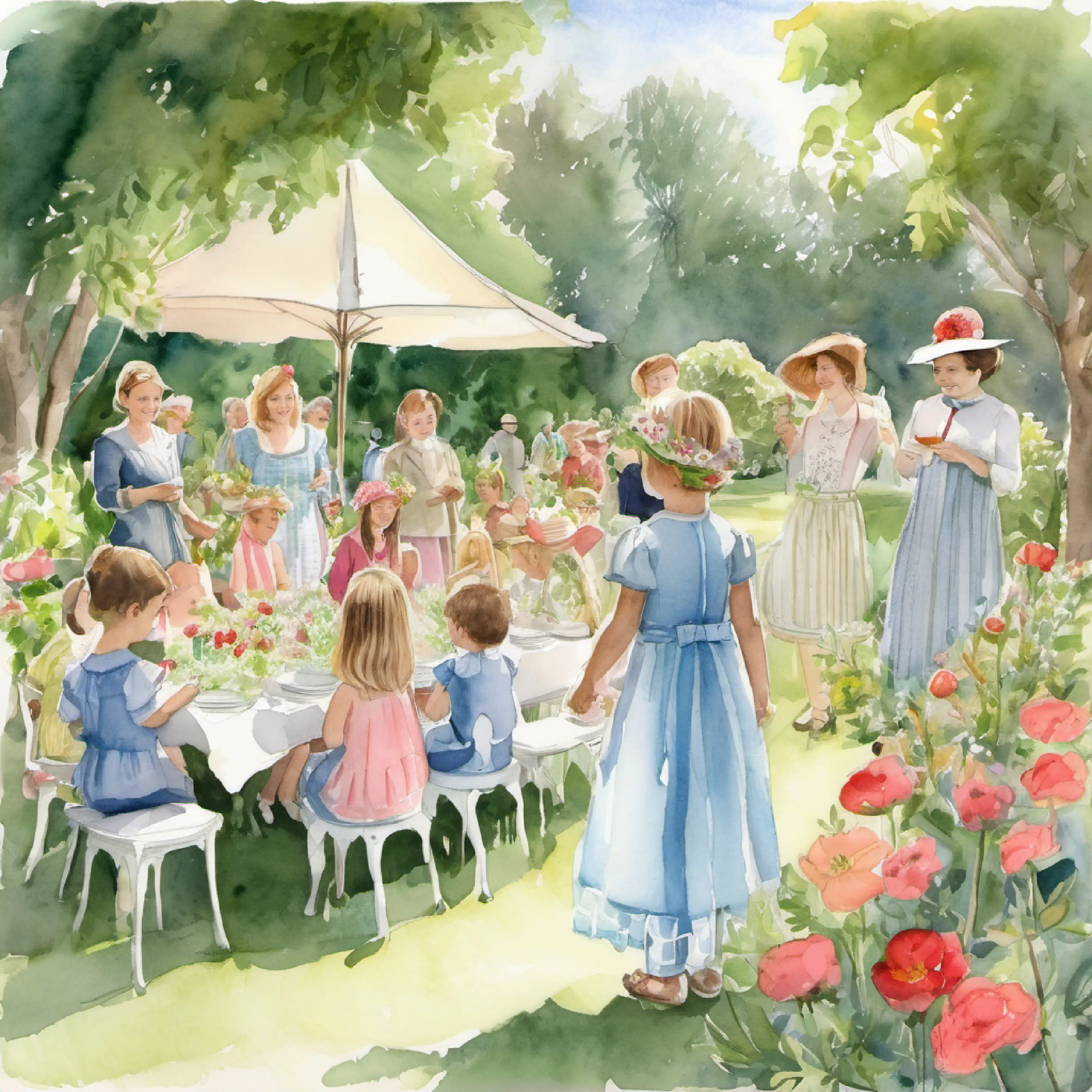 Ella hosting a garden party for the kingdom's children.