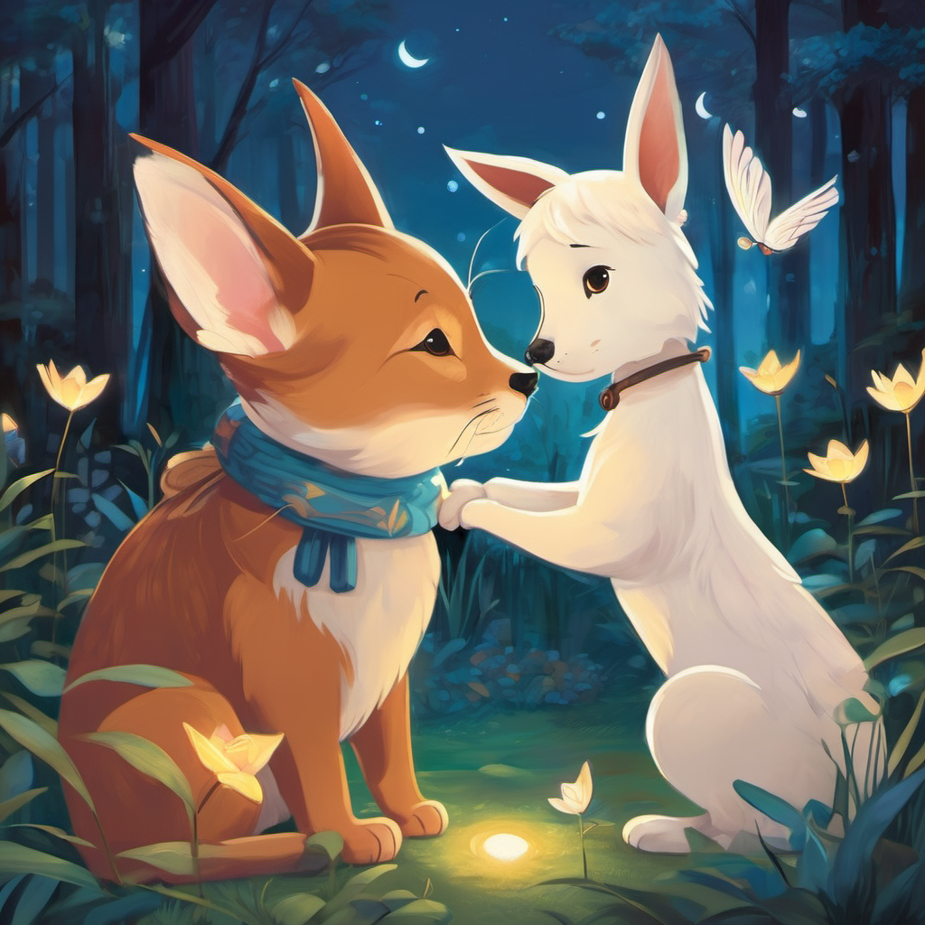 Together, in the moonlit park, Wise Shell, Dusk Wing, and Gentle Hopper taught Happy about empathy. They explained that empathy was the ability to understand and share the feelings of others. They emphasized the importance of listening, showing kindness, and offering support to those in need. In their weekly meetings, Happy learned valuable lessons about putting himself in someone else's paws, allowing him to gain a deeper sense of compassion and understanding. These newfound skills touched the lives of many around him, creating a ripple effect of kindness throughout the town.