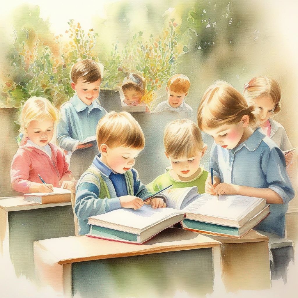 Children studying and growing