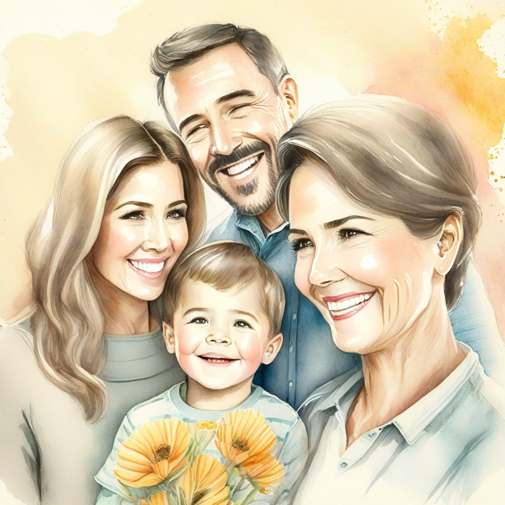 Happy family thanking their father