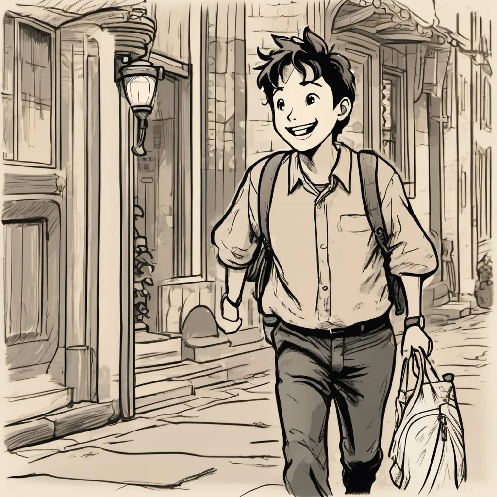 Johnny walking home, beaming with happiness, eagerly anticipating sharing his wonderful adventure with others.