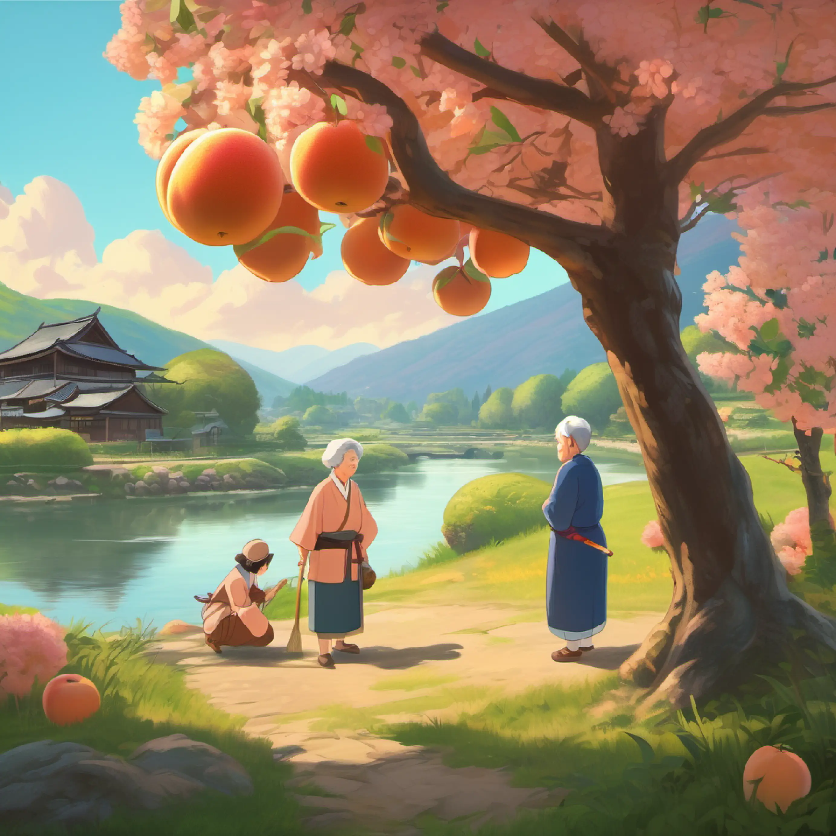Old couple finds giant peach by the river in Japanese village