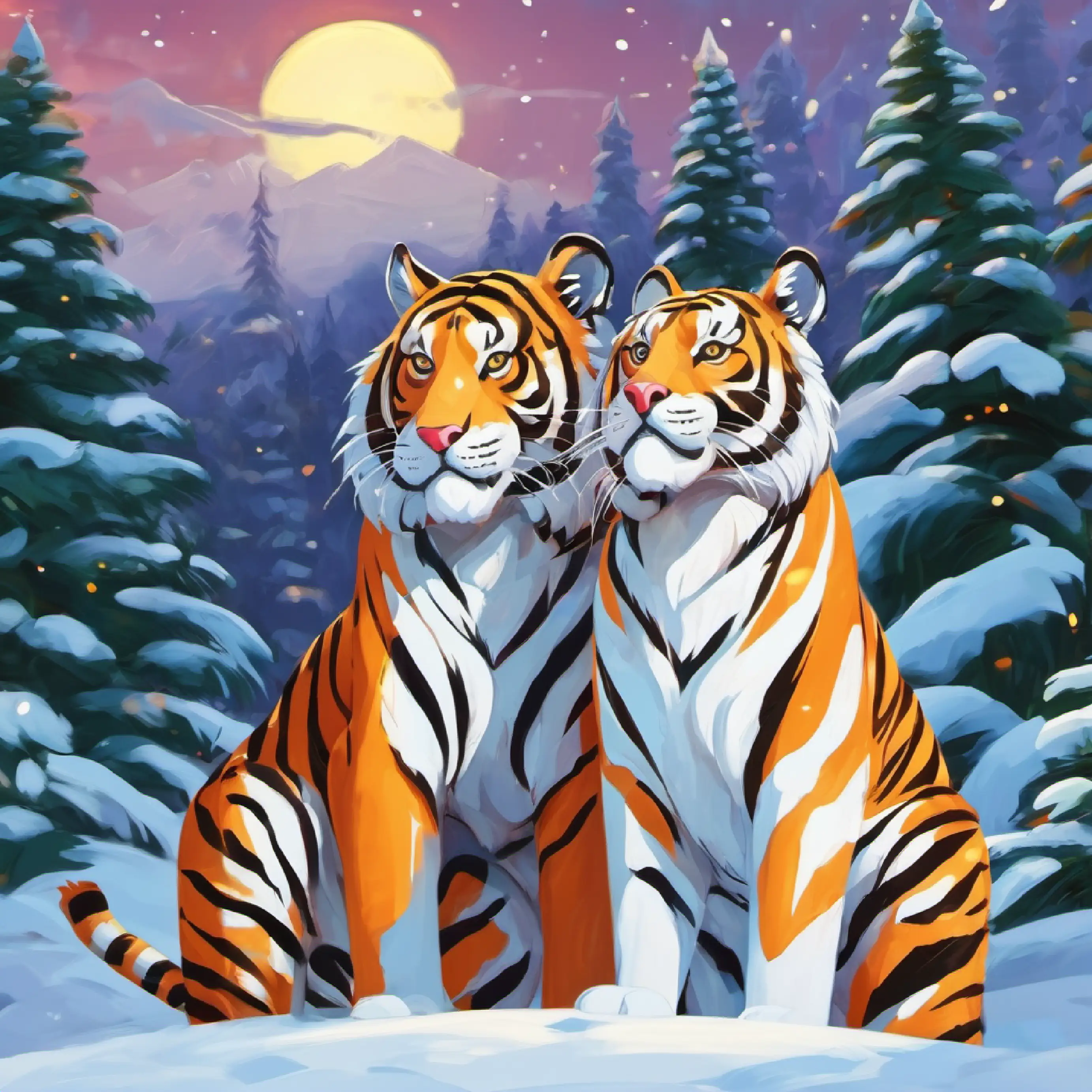 Two tigers always together. Joy and happiness in the wilderness.