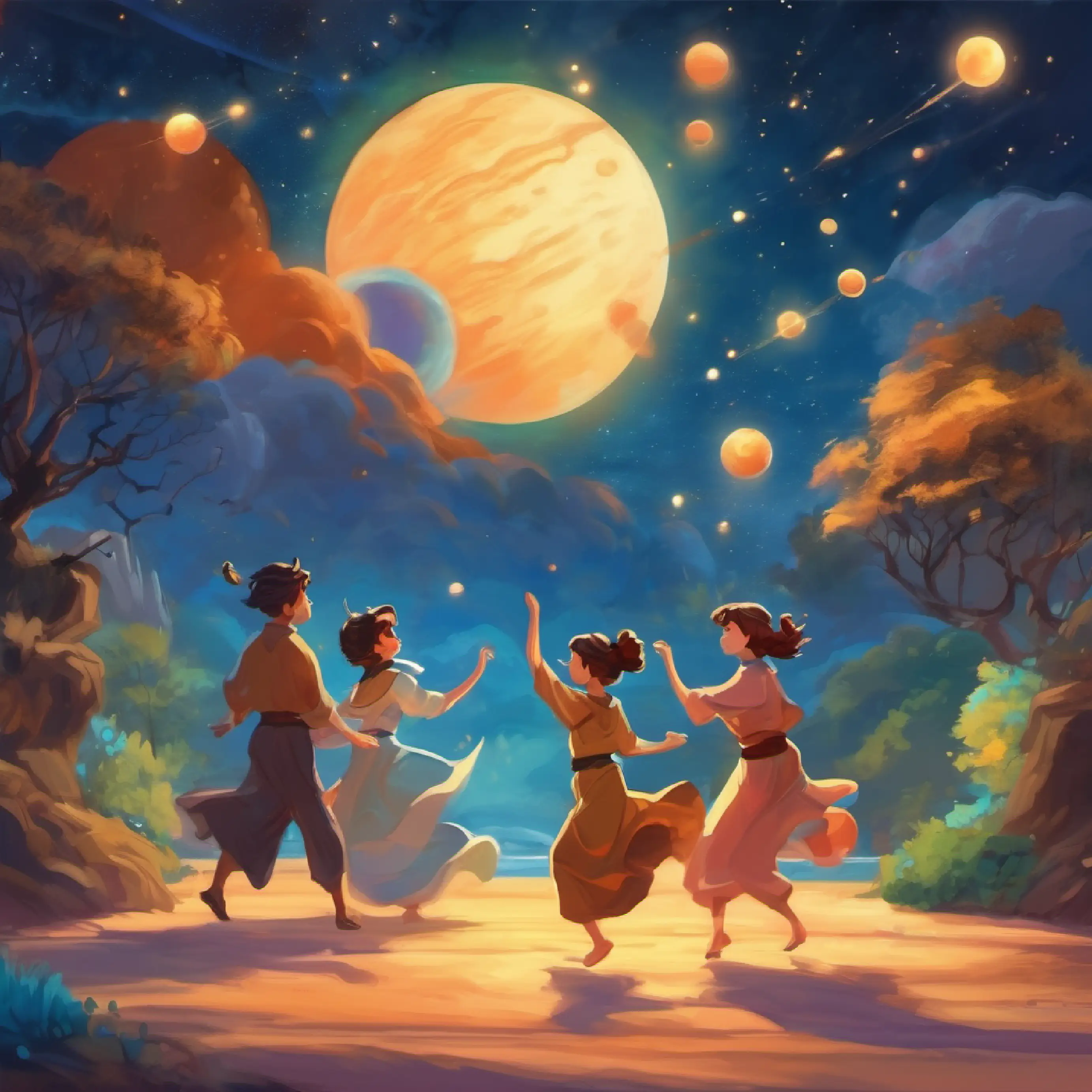Counting seven, they dance with Uranus