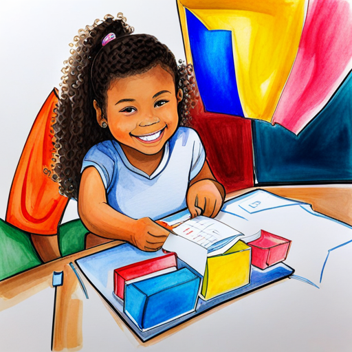 Samira smiling and helping a classmate