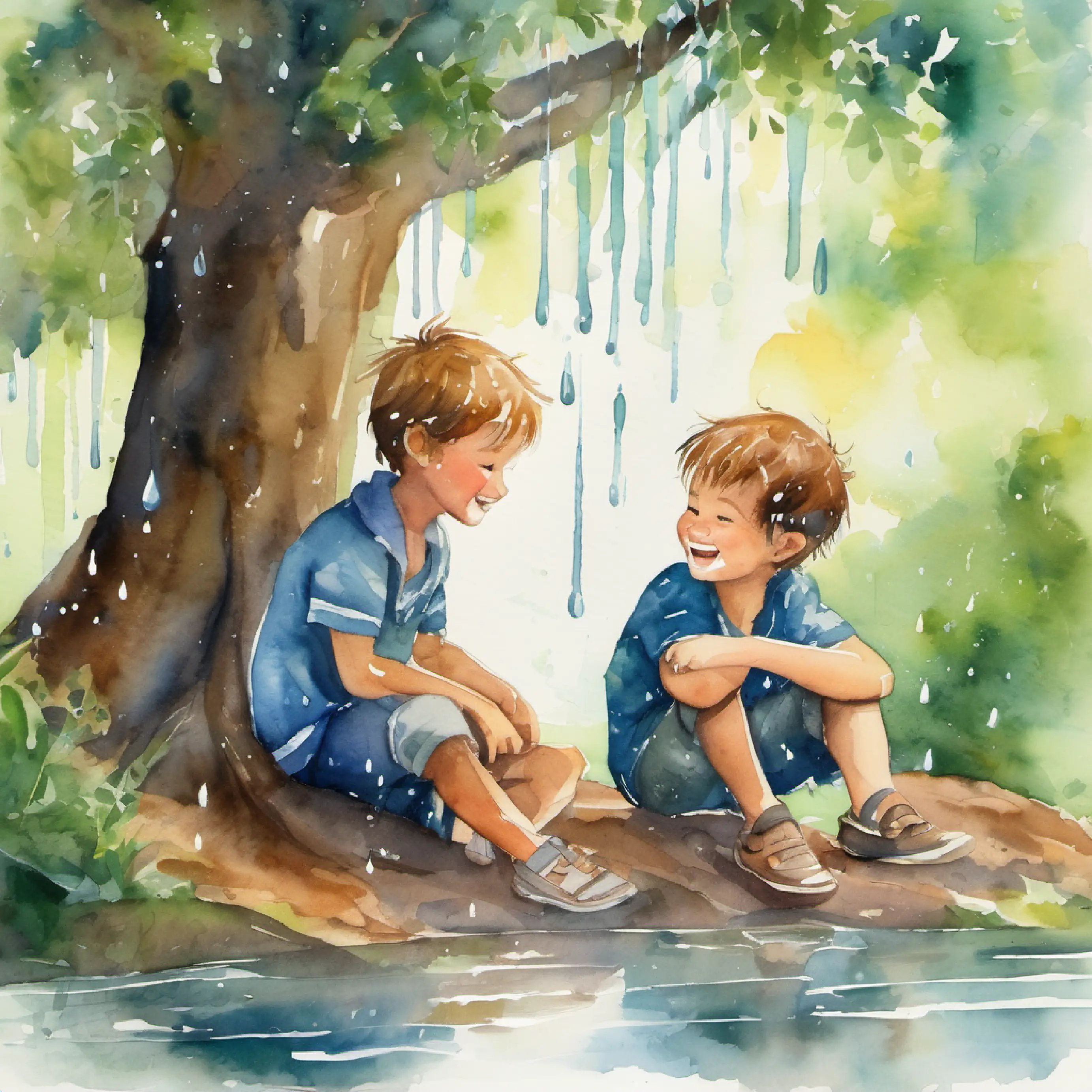 Even when they faced challenges, such as unexpected rain that caught them off guard, the two brothers remained united. They took shelter under a tree and laughed as the water fell around them, turning the rain into an even more exciting adventure.