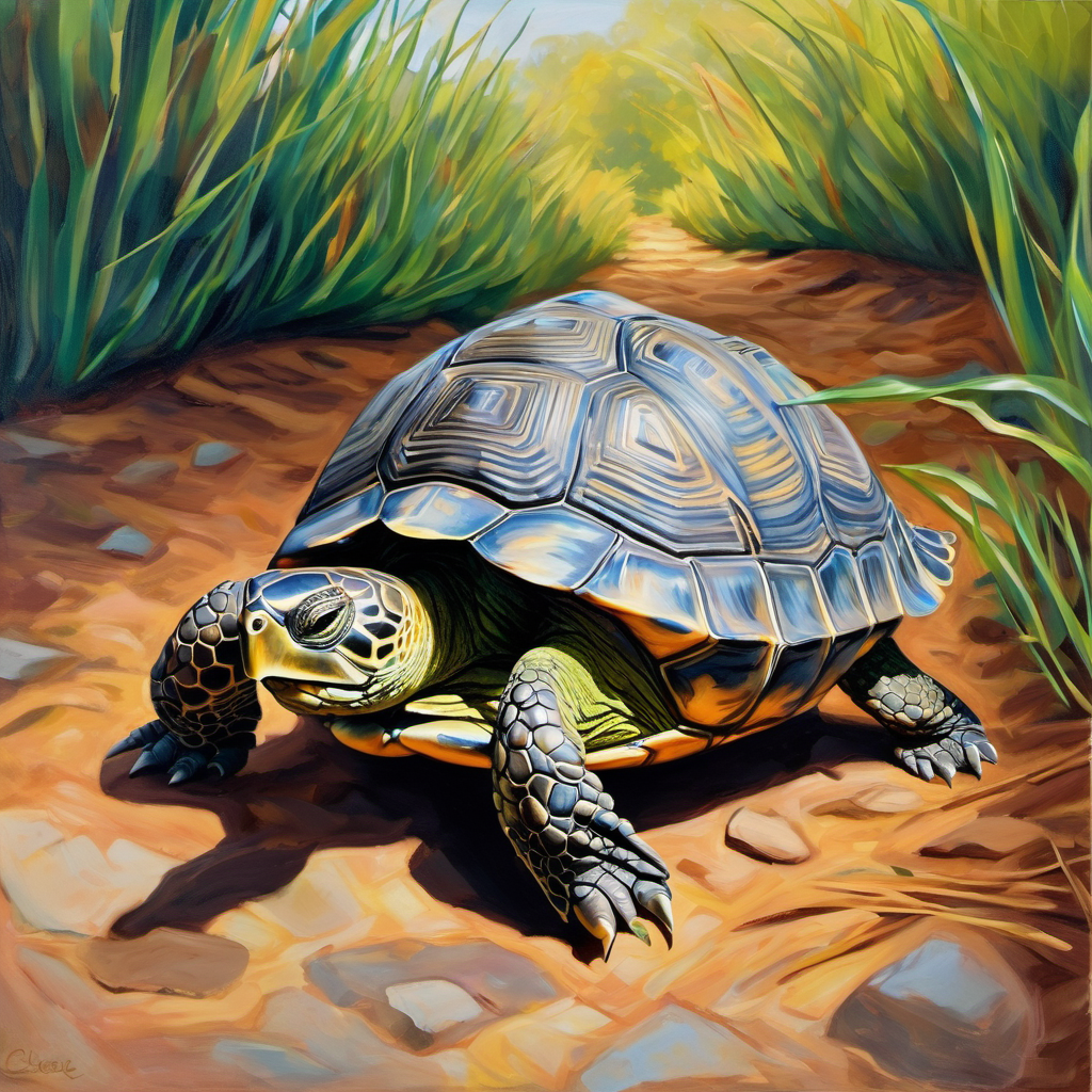 Next, Charlie crossed paths with a wise old tortoise named Timothy. This turtle was known for always taking things slow and steady. As they exchanged greetings, Charlie noticed that, unlike before, he could make out each intricate pattern on Timothy's shell and even hear the gentle swish of his feet on the ground. Curious, Charlie asked Timothy, "How do you manage to notice all the little details when everything happens so slowly?"