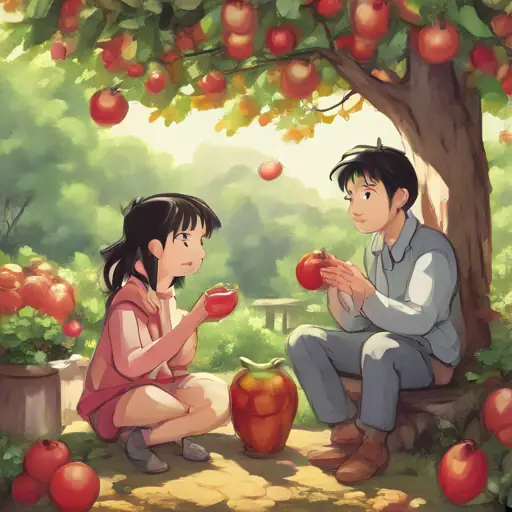 Xiao Ciwei and Song enjoy the apple.