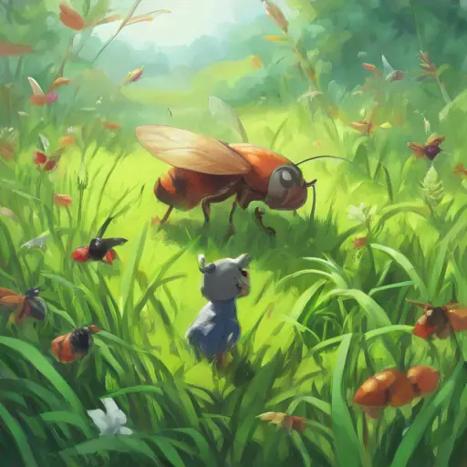 Xiao Ciwei greets insects in the grass.