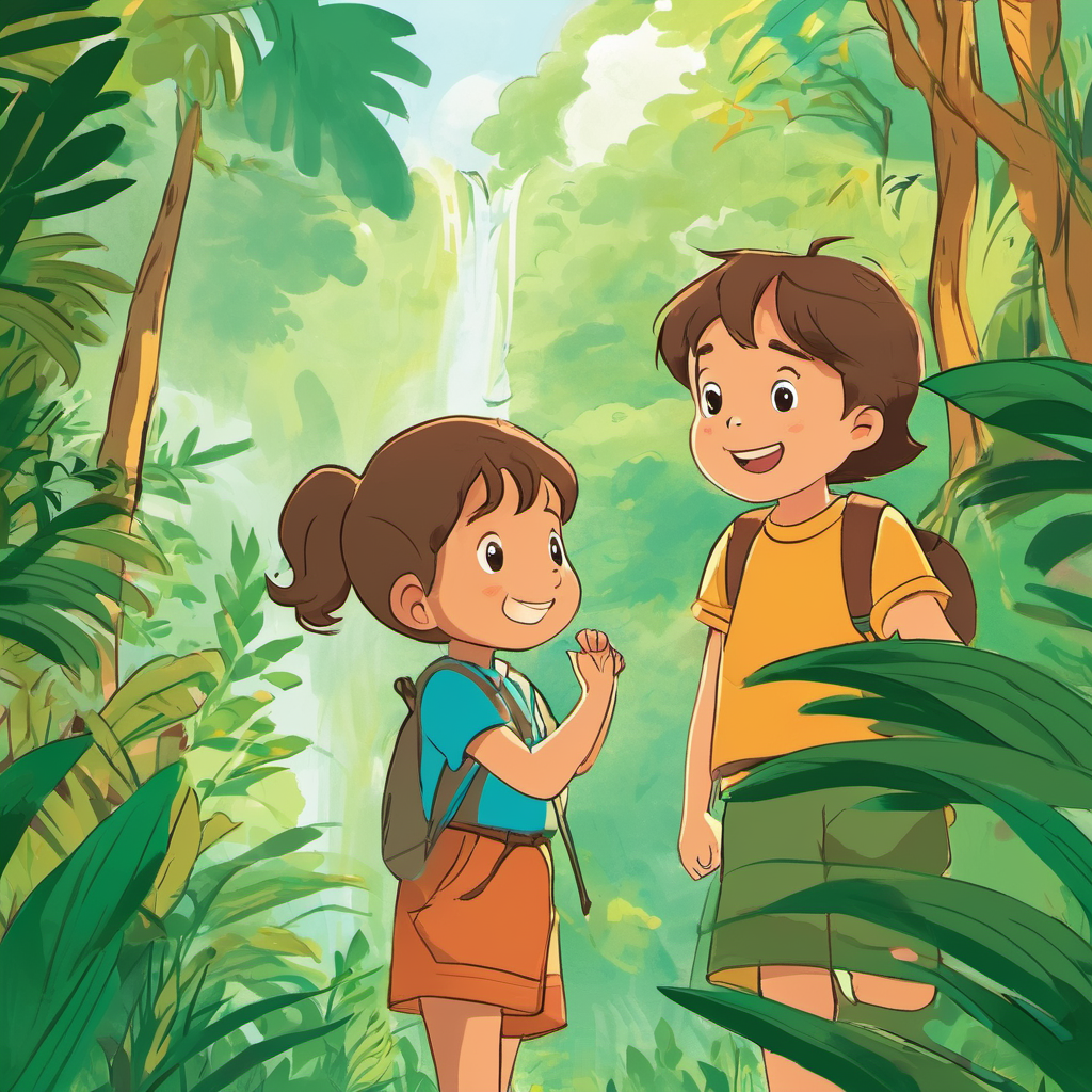 Grace looked down at Leo and smiled. She said, 'Hello, Leo! I would love to be your friend.' Leo was overjoyed and said, 'Great! Let's explore the jungle together and have some fun!'