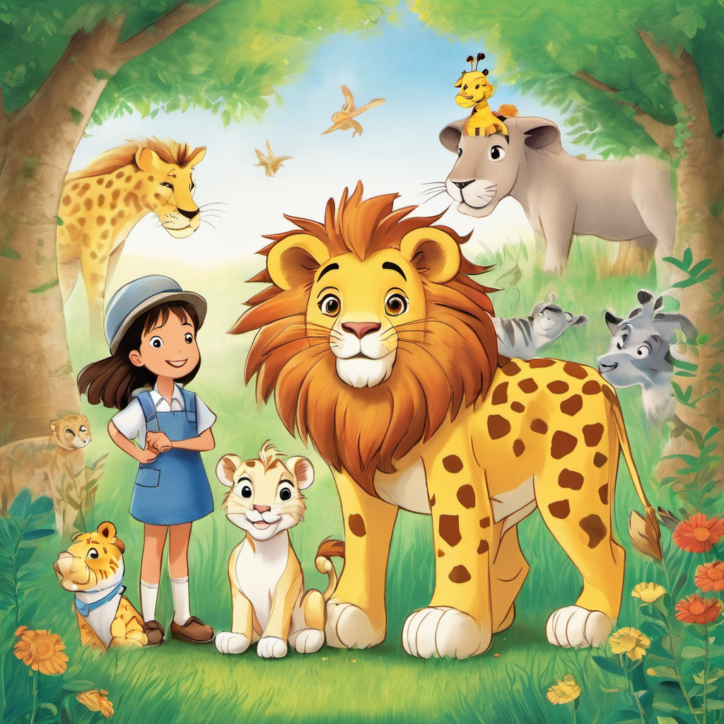 Leo and Grace taught all the animals that friendship, kindness, and teamwork are the most valuable treasures in life. They all lived happily ever after, never forgetting the lessons they learned from the Lion and the Giraffe.