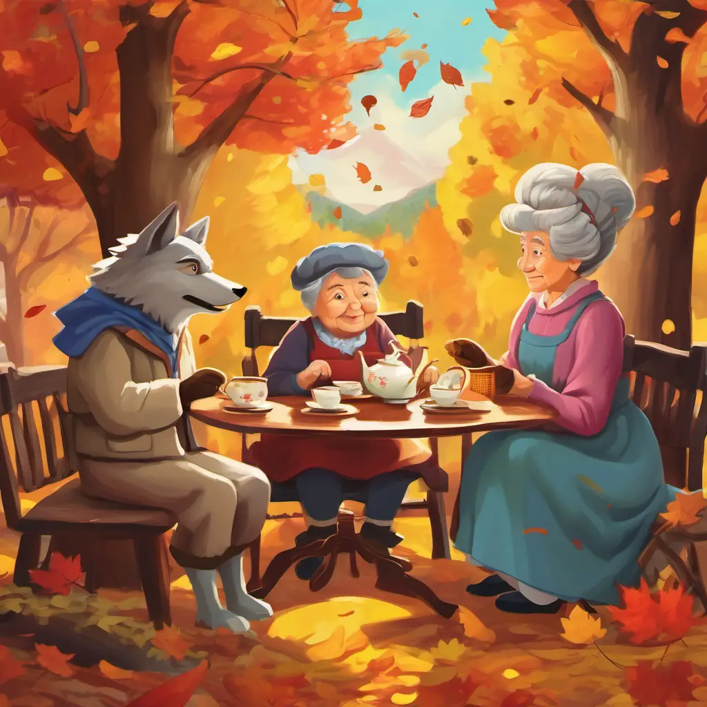 Happy ending, outsmarting the wolf, tea party with grandma