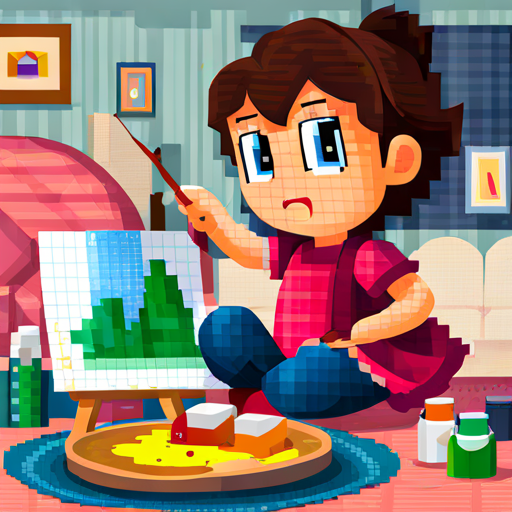 Pihu holding a paintbrush and painting a beautiful picture