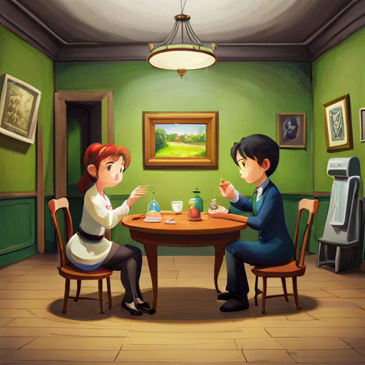 Lily and Sam decorate the party room