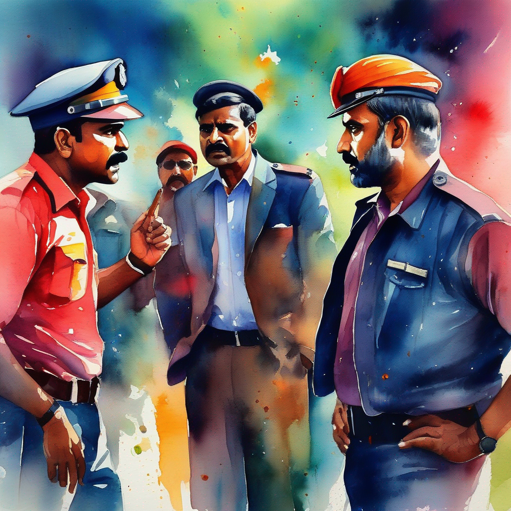 Conversation, Police Wala, bright, honest honest, Ek Gunda, dark, aggressive angry, colors - serious