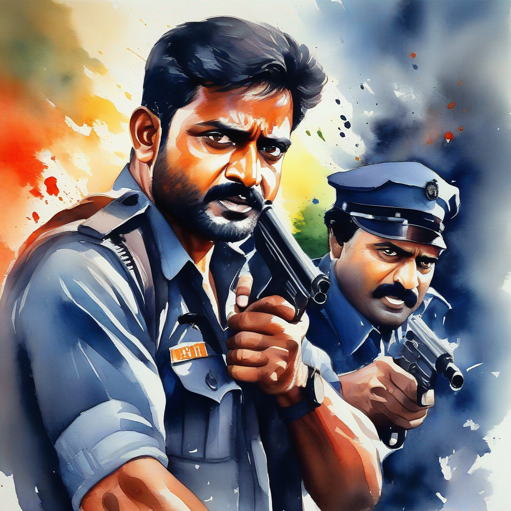 Ek Gunda, dark, aggressive becomes police, friends with Police Wala, bright, honest, colors - friendly