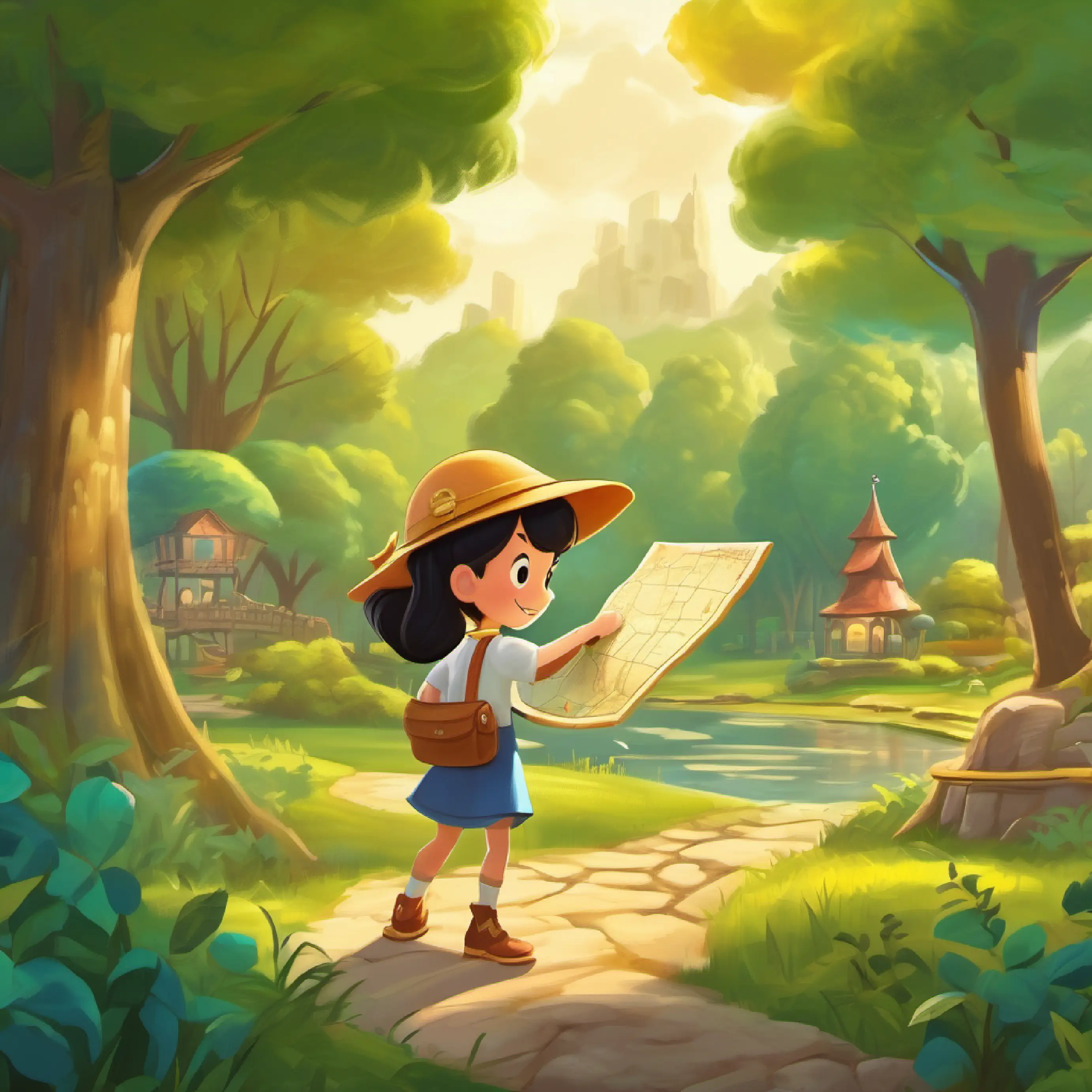 Finding a treasure map at the park.