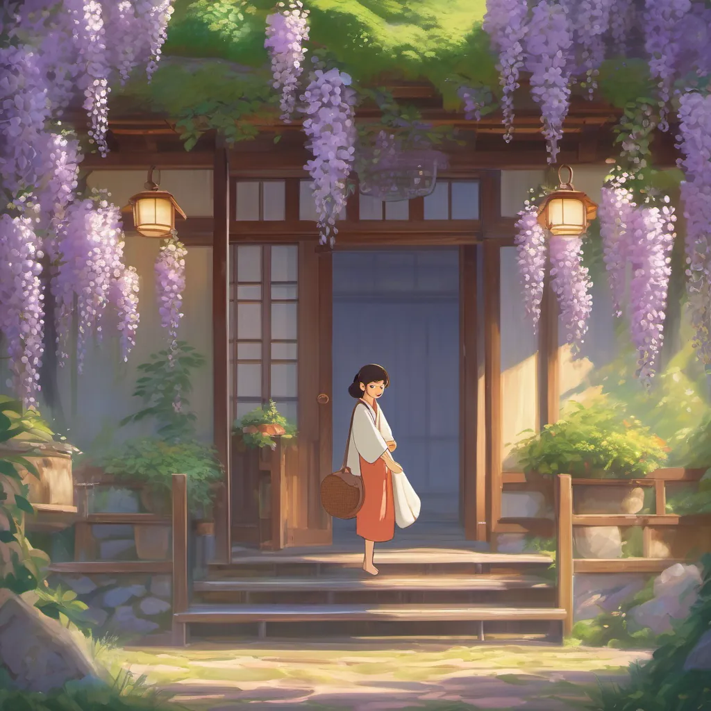 Kyojuro entering the wisteria house, feigning an injury, smiling bashfully.