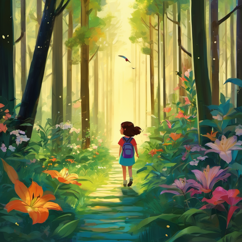 As they ventured deeper into the enchanted forest, Lily's curiosity grew stronger, while Max's energy seemed to have no limit. Lily was amazed by the tall trees, colorful flowers, and the sweet songs of birds. On the other hand, Max began to feel restless and couldn't resist his urge to run around and play. Lily, being the patient big sister, reminded Max of their parents' instructions. "Max, let's not rush and listen to what our parents said. Patience is important, and it helps us appreciate everything around us."