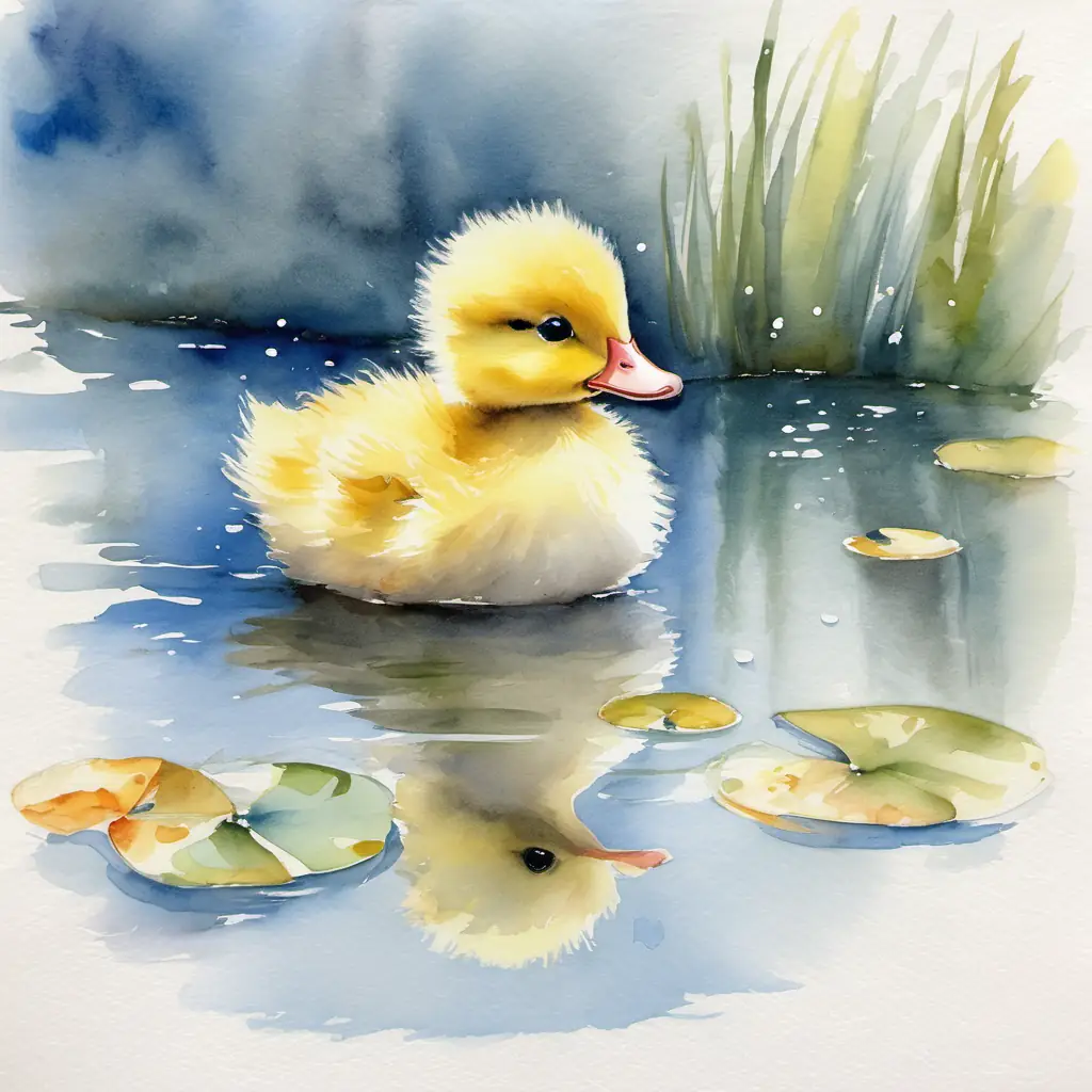 The A small, fluffy gray duckling with bright blue eyes reaching the pond and another simple counting problem.