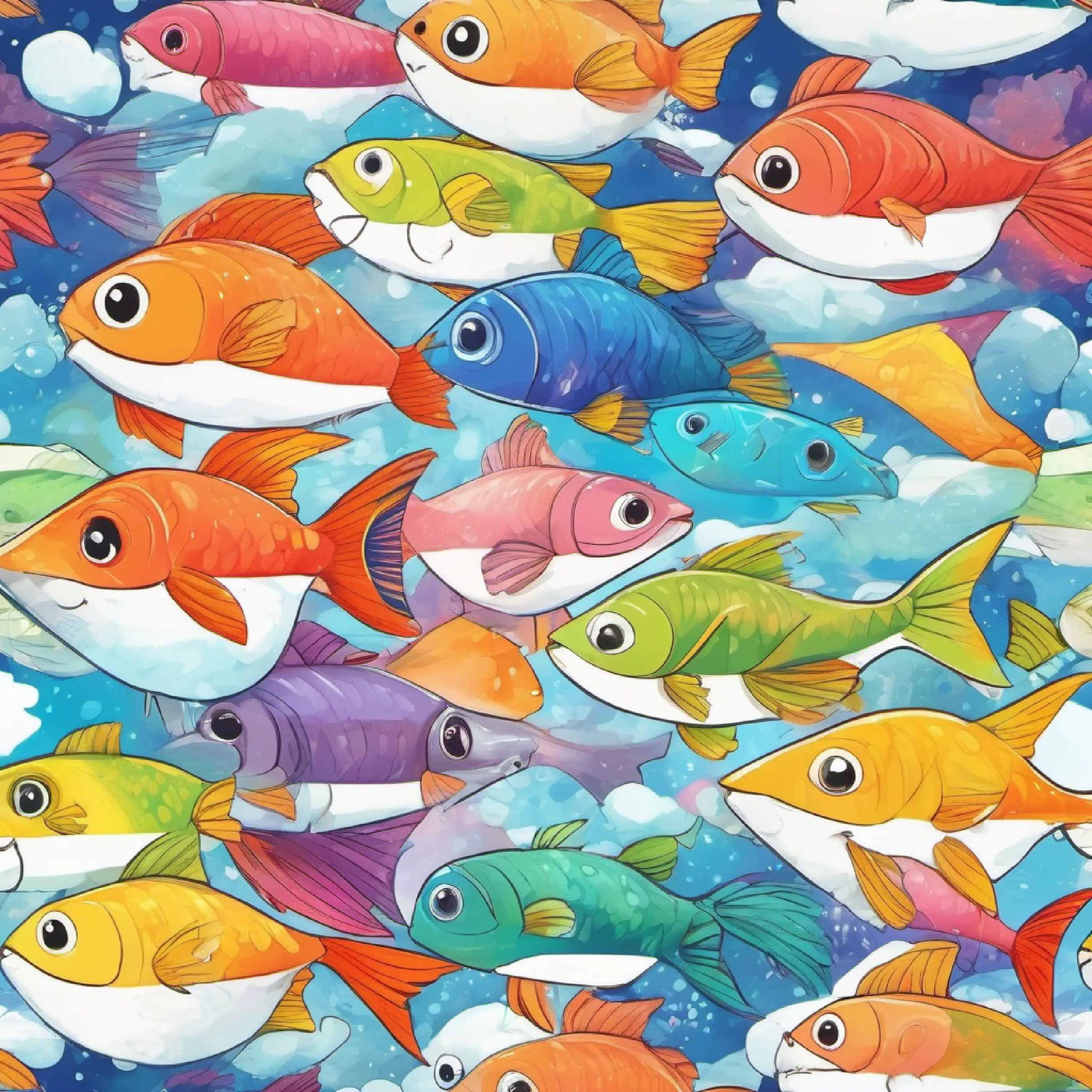 Young, Adorable, Cute, Happy, Fluffy FISHES colorful