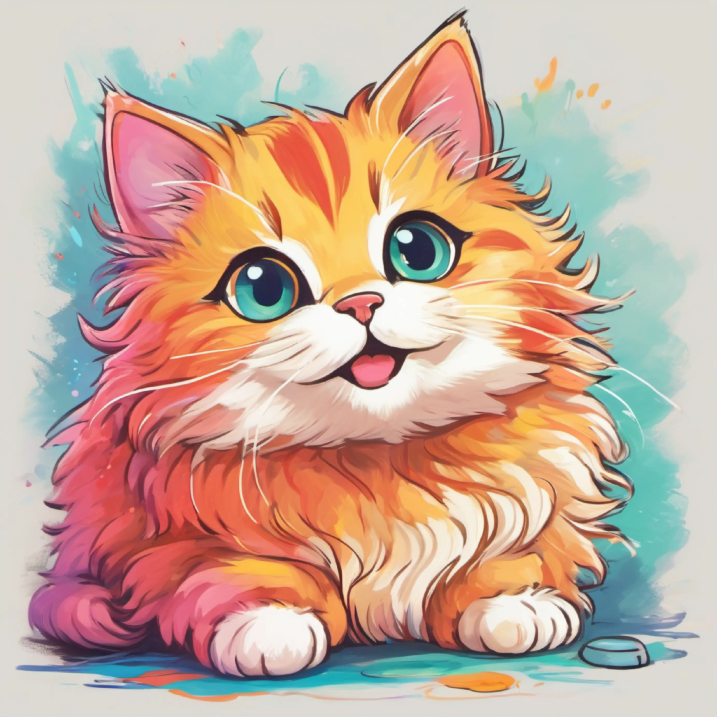 Young, Adorable, Cute, Happy, Fluffy CAT by itself, colorful