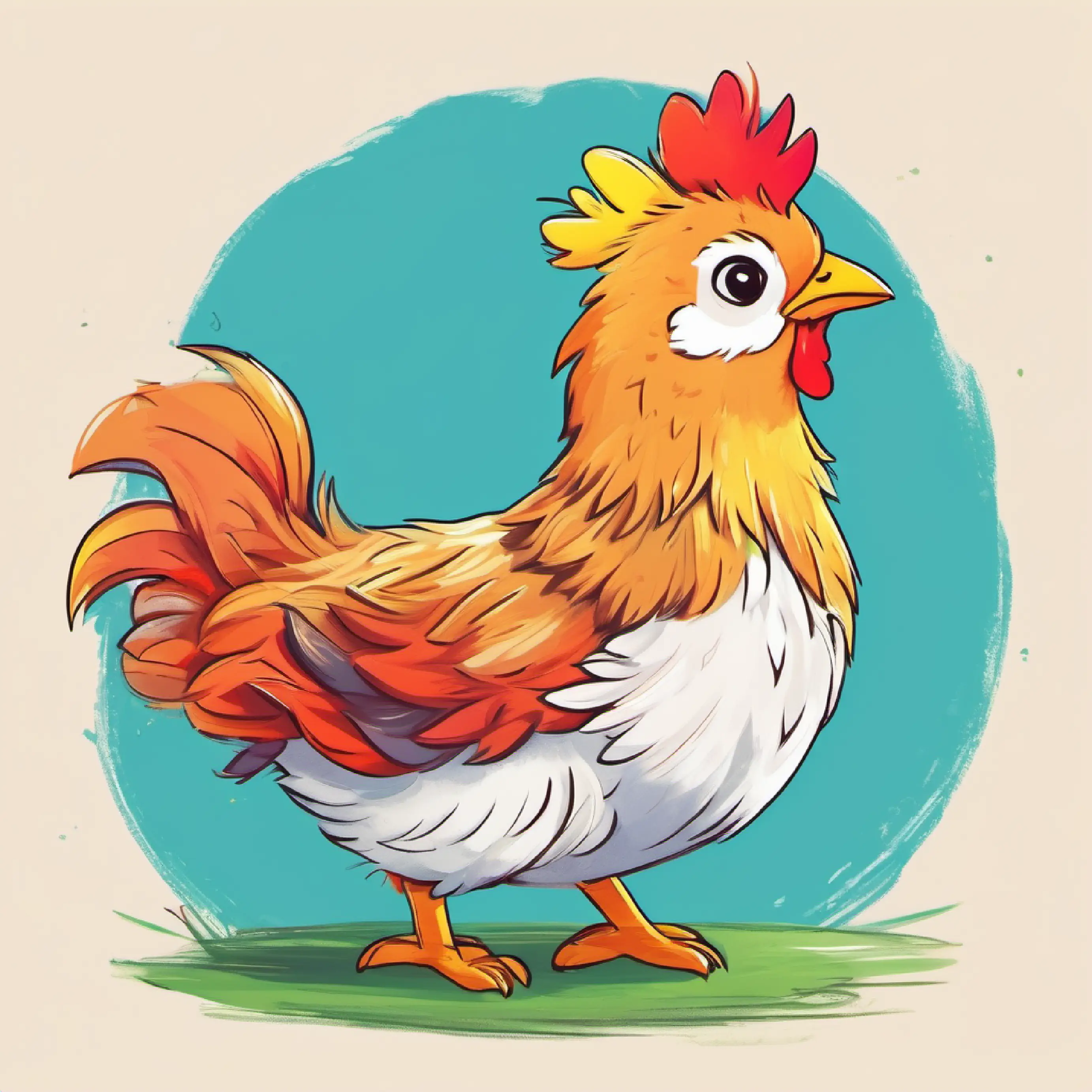 Young, Adorable, Cute, Happy, Fluffy HEN by itself, colorful