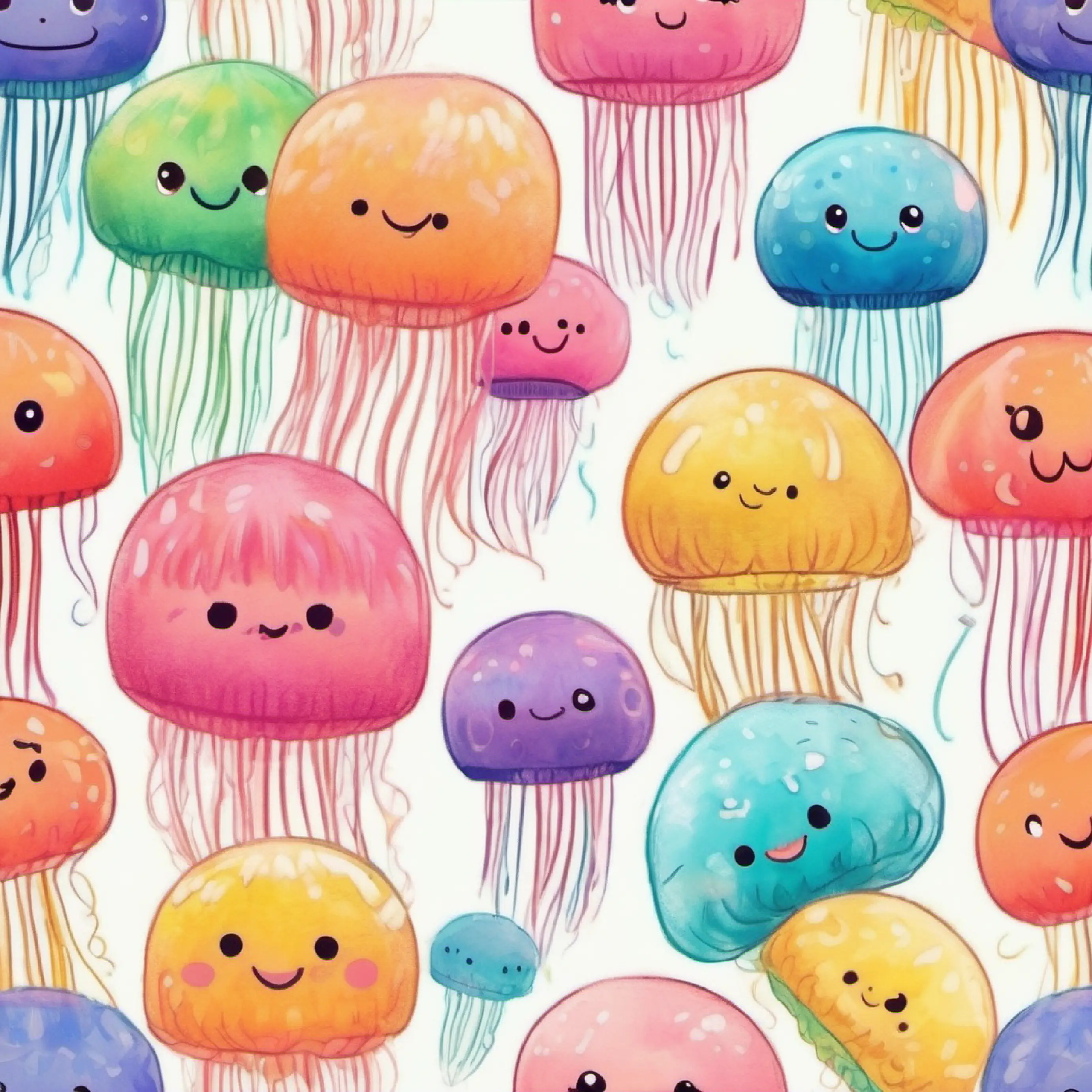 Young, Adorable, Cute, Happy, Fluffy JELLYFISH by itself, colorful