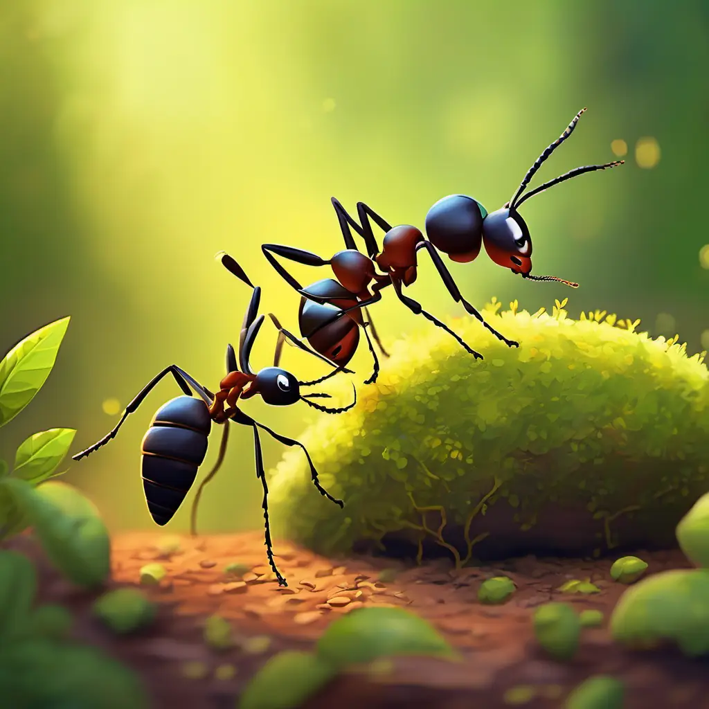 Ants grooming one another.