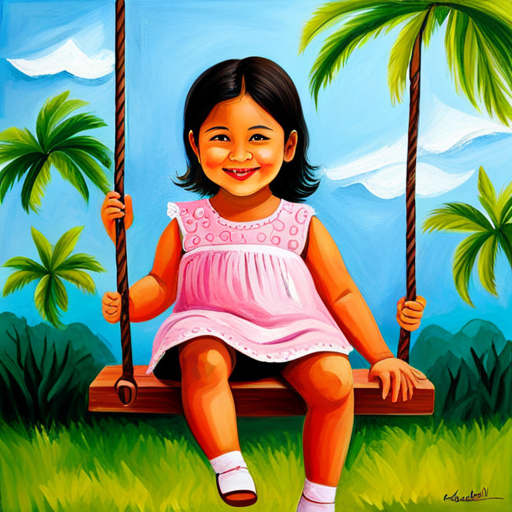 Aaradhi sitting on a swing smiling
