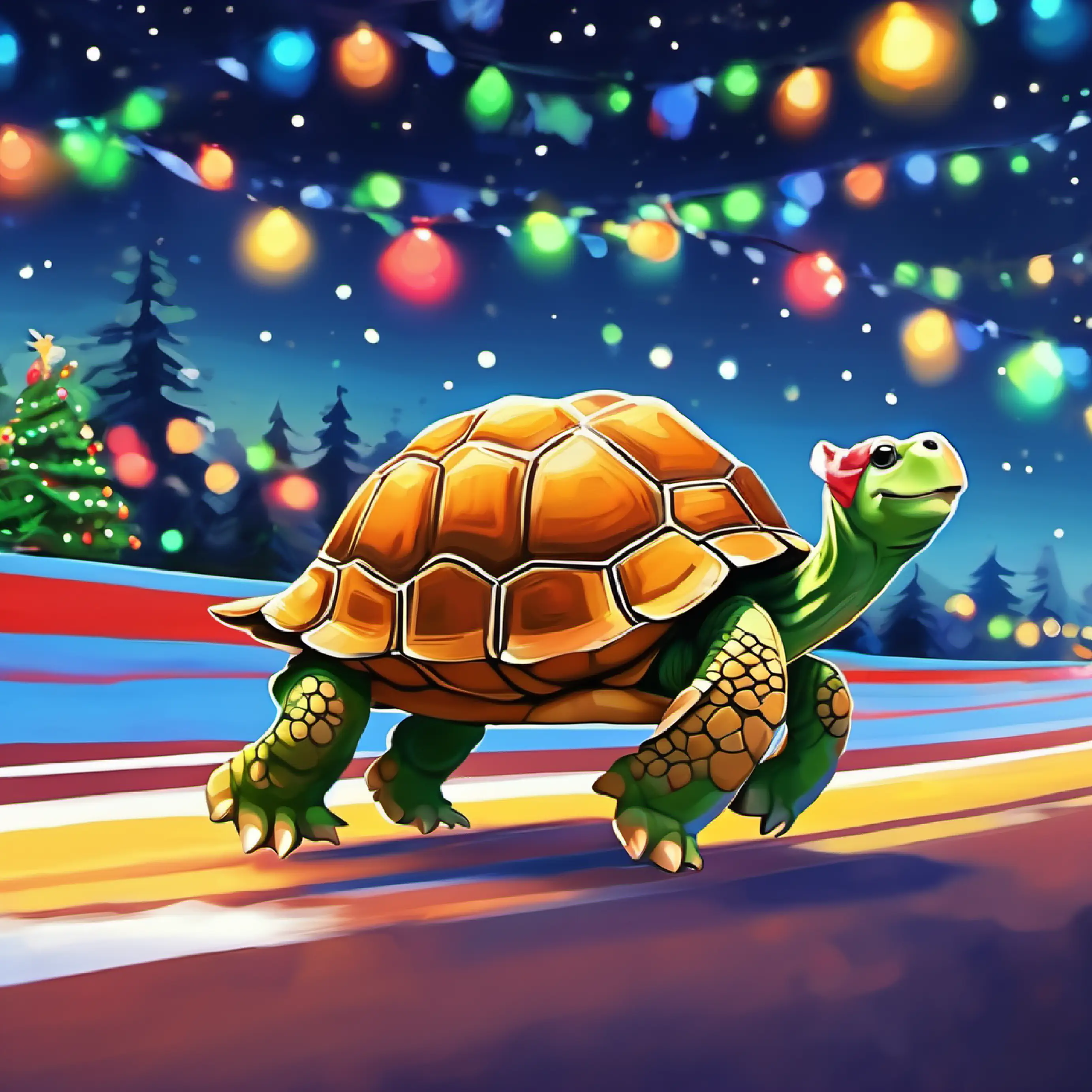 Tortoise crosses the finish line first.
