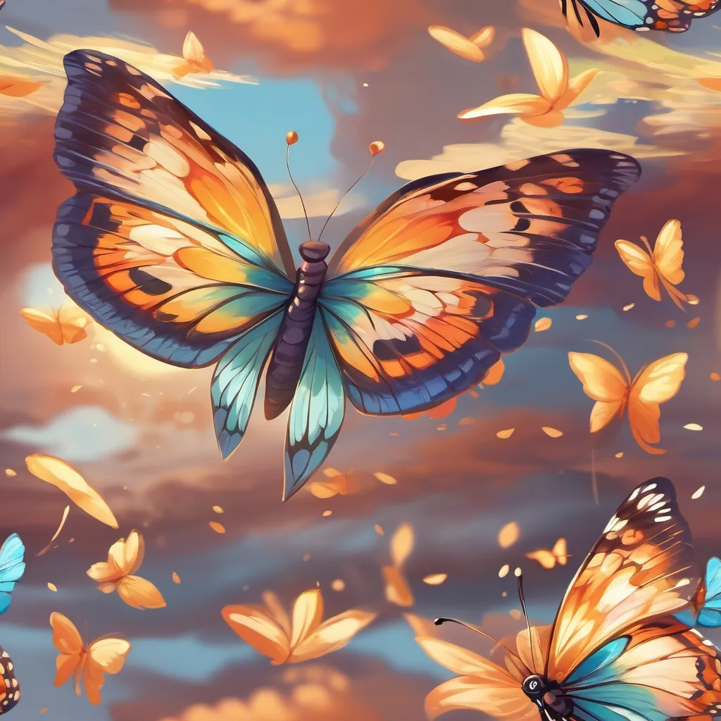 A butterfly with large, bright wings fluttering gracefully through the air, basking in the sunlight.