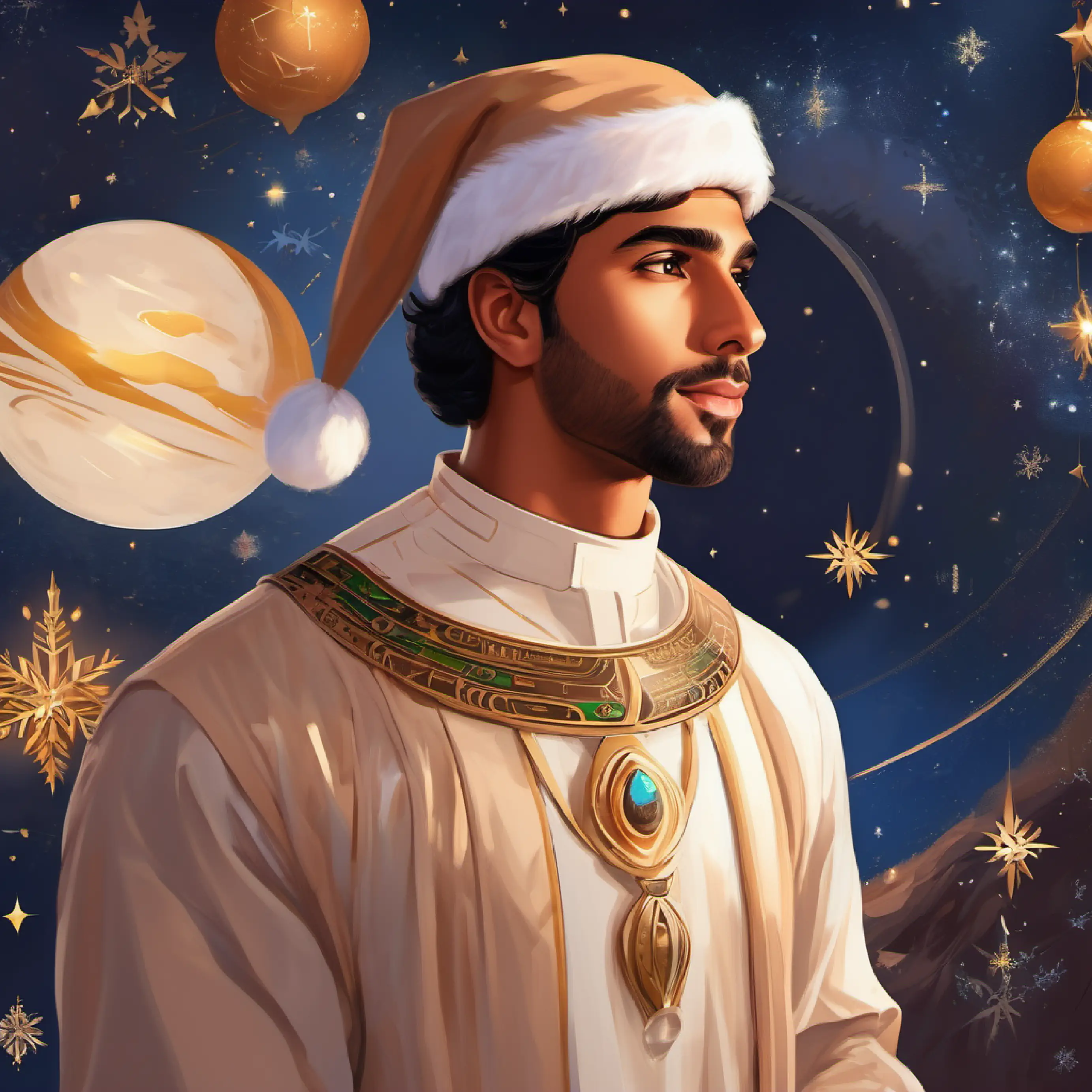 Emirati male, tan skin, dark brown eyes, young visionary's dedication, studies in space exploration