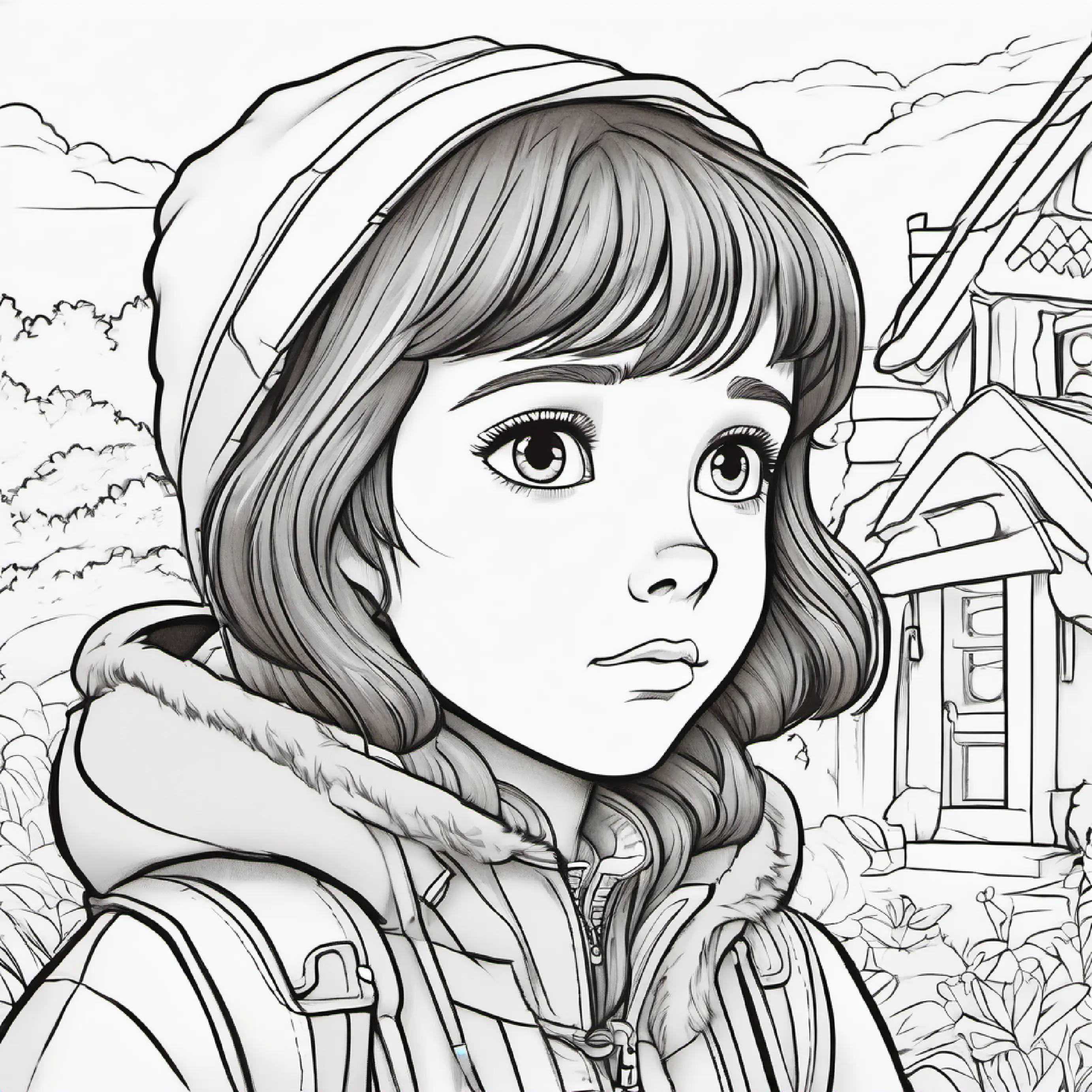 Young girl with brown hair, warm jacket, kind blue eyes faces a dilemma about the right home for the fox.