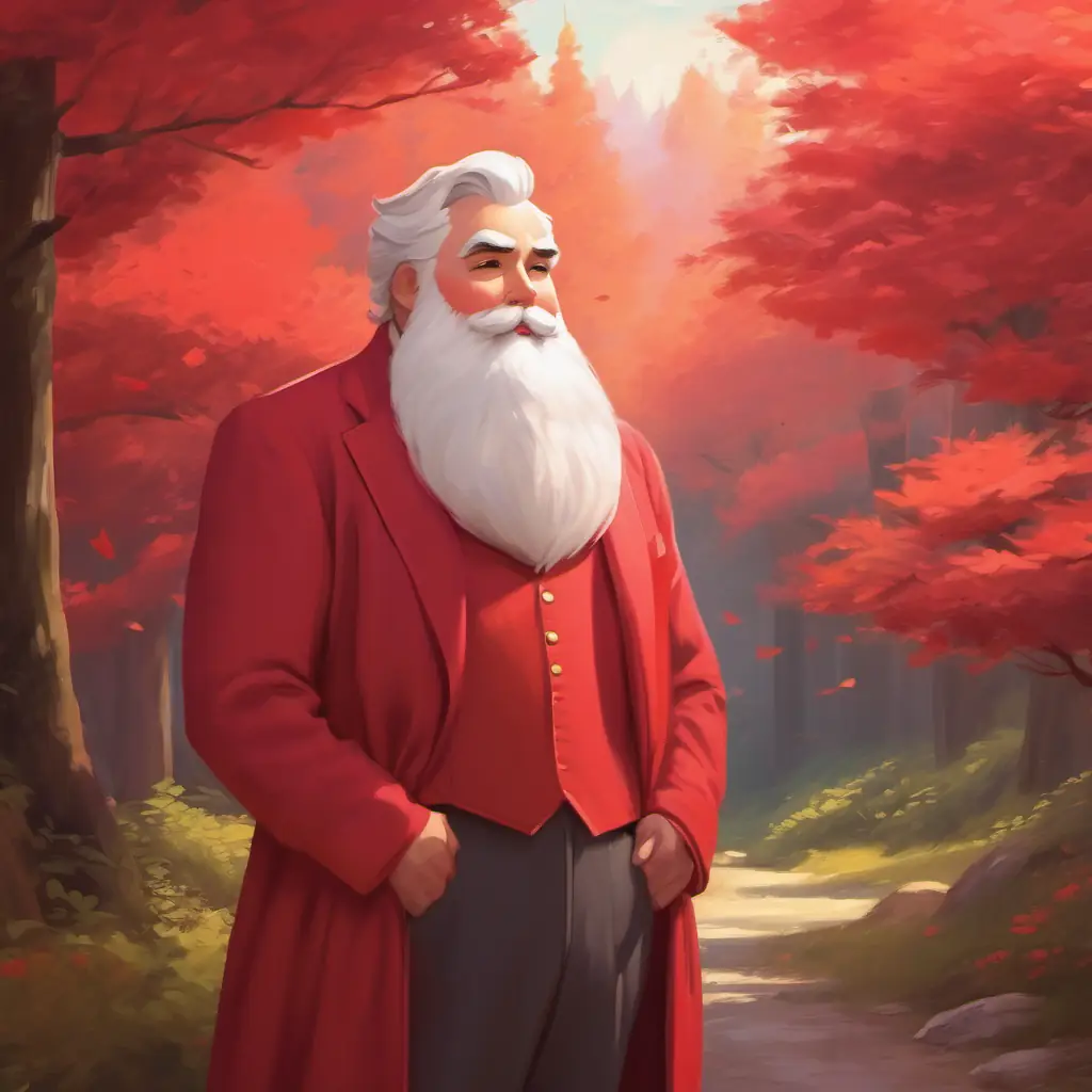 Rosy cheeks, big white beard, red suit, rosy cheeks, big white beard