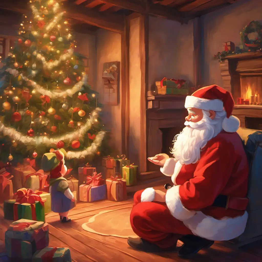 Santa explaining Christmas, giving, love, compassion