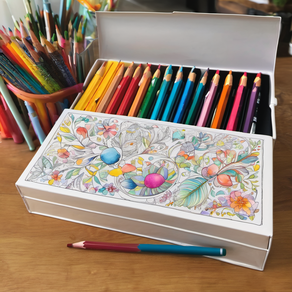 A shiny new coloring box with lots of colors