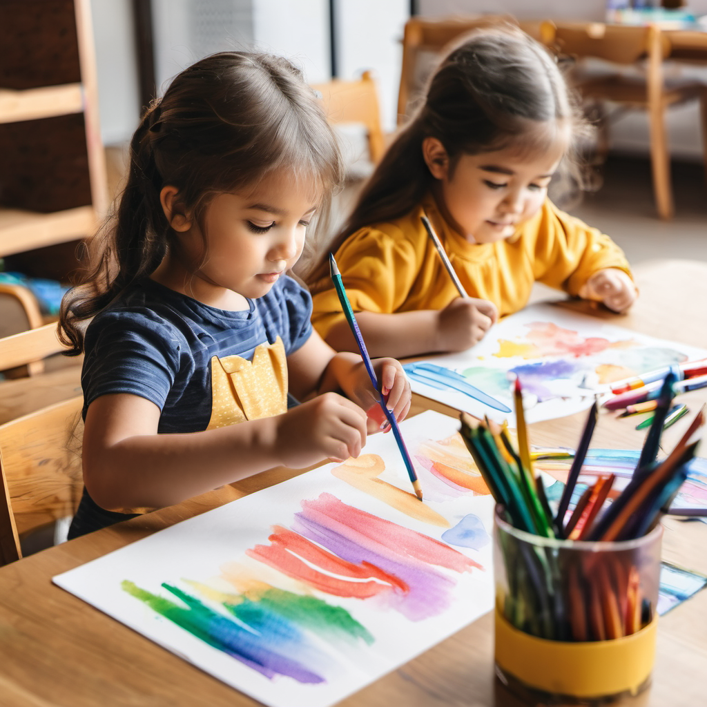 girlren learning to be responsible with their crayons