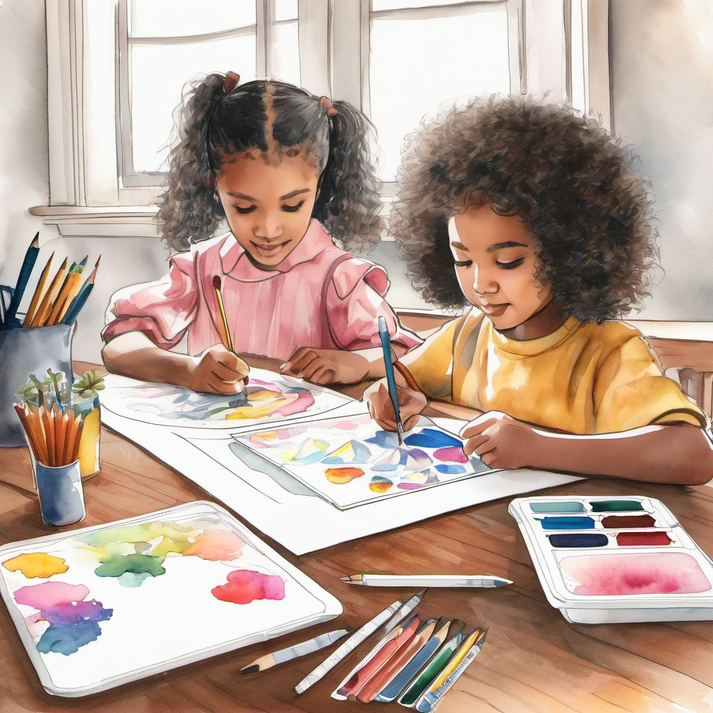 girlren taking care of their coloring tools and materials