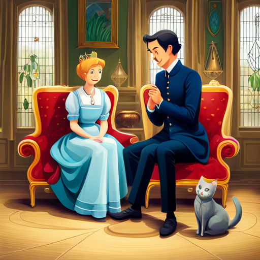 King and queen are happy to see Jack and the cat