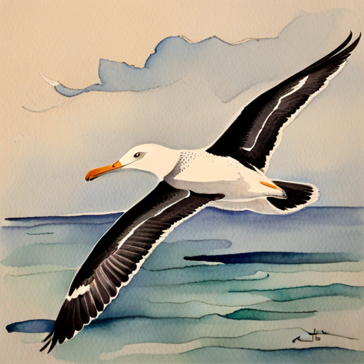 a friendly albatross, flying over Amazamtoti