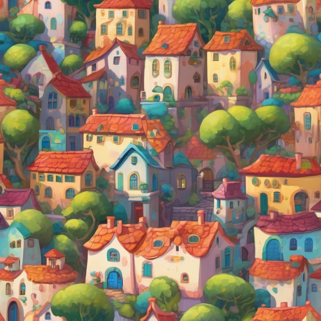 A whimsical town full of vivid colors representing the inside of a body, with tiny, brave characters resembling cells.