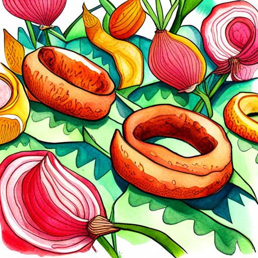 Onion rings venturing through a colorful garden