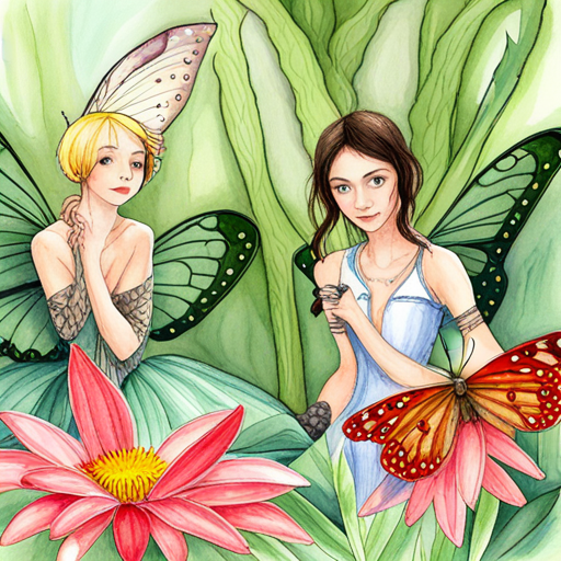 Friendly fairies and helpful butterflies in the forest