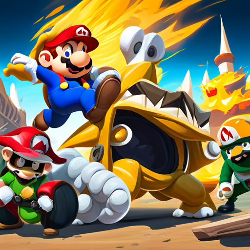 Mario and friends fighting Bowser's minions