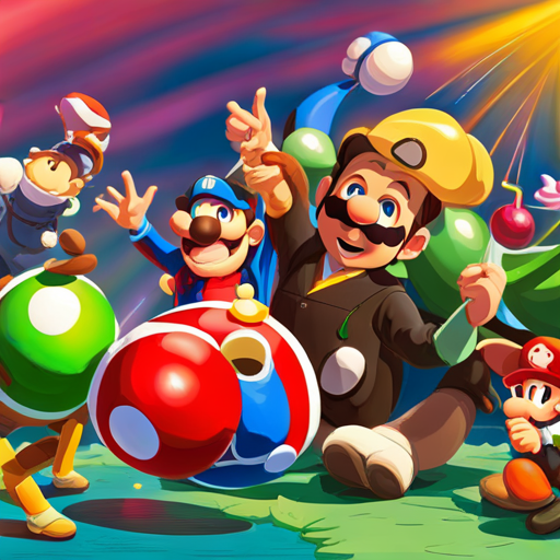 Mario and friends celebrating their victory